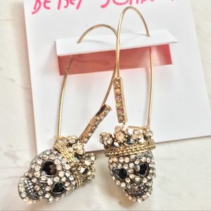 Betsey Johnson Jewelry - Betsey Johnson "Dark Shadows" Pave Skull Earrings Betsey Johnson Jewelry - Betsey Johnson "Dark Shadows" Pave Skull Earrings